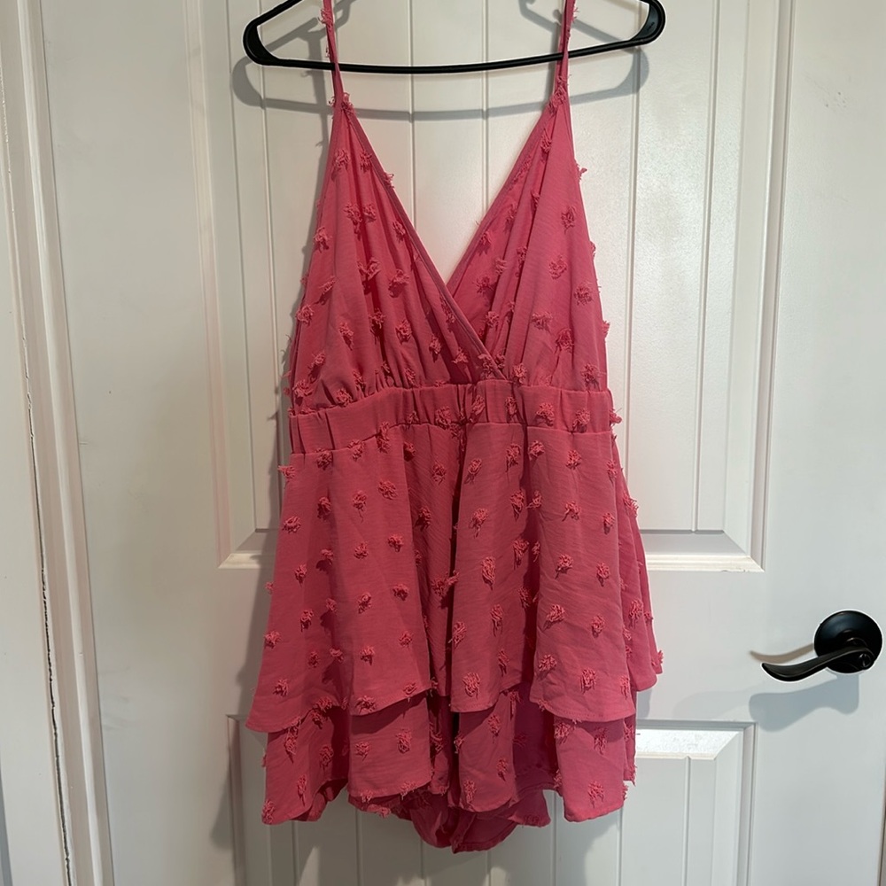 Pink polka dot romper